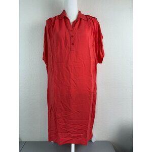 Diane Von Furstenberg women's 6 orange knee length collared shift shirt dress‎
